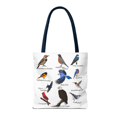 Backyard Birds Tote Bag 16"x16" Blue Jay Cardinal Bluebird Hummingbird for Bird Lovers