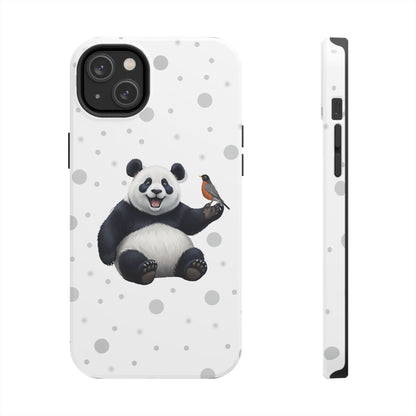 Cute Panda Bear with American Robin Animal iPhone Case - Dual-Layer PC/TPU Protective Cover for iPhone