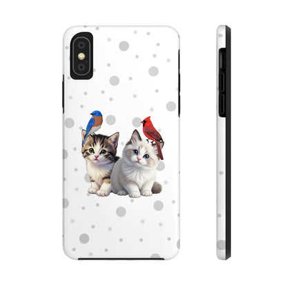 Cute Kitten with Cardinal and Bluebird Animal iPhone Case - Dual-Layer PC/TPU Protective Cover for iPhone