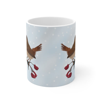 Wren Winter Bird Ceramic Mug 11oz