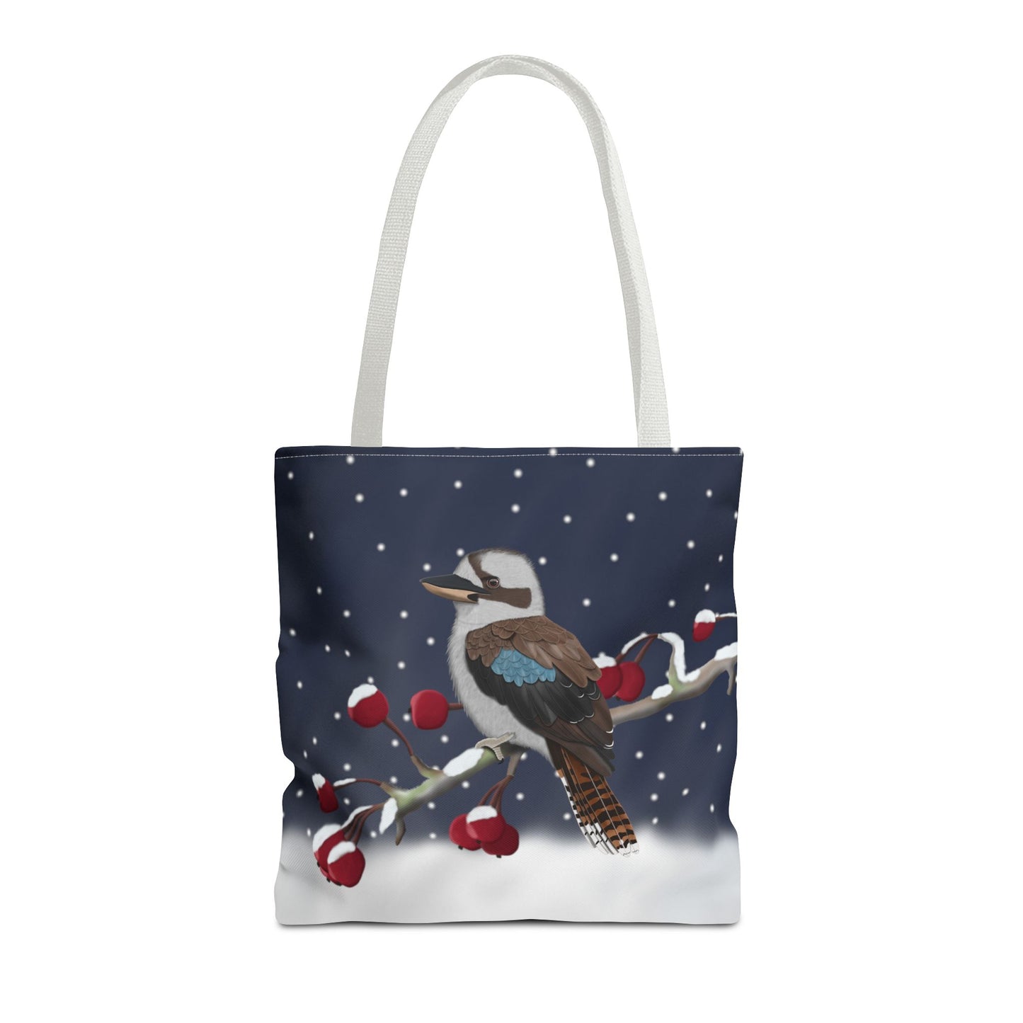 Kookaburra on a Winter Branch Christmas Bird Tote Bag 16"x16"