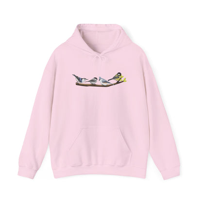 Birds on a Branch Hoodie Nuthatch Tufted Titmouse Chickadee Bird Lover & Bird Watcher