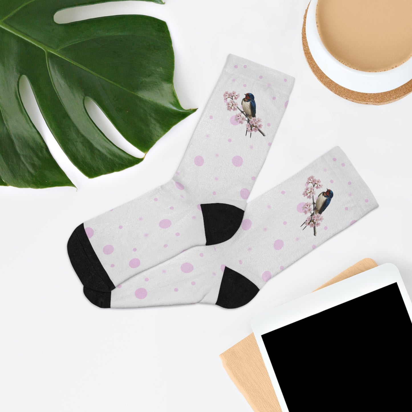Barn Swallow Socks on Accessories background