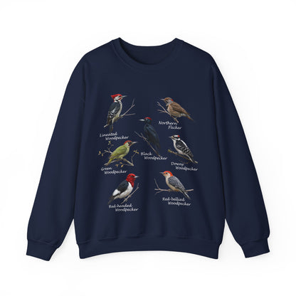 Woodpecker Species Sweatshirt | Birder Field Guide Crewneck – Animal Lover Gift,