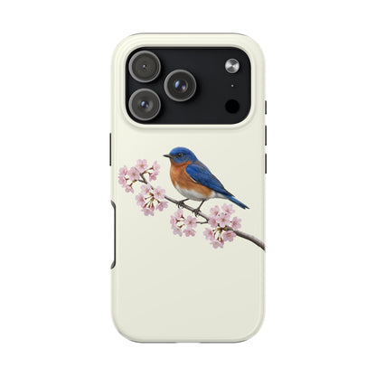 Bluebird & Cherry Blossom Tough iPhone Case Creamy White