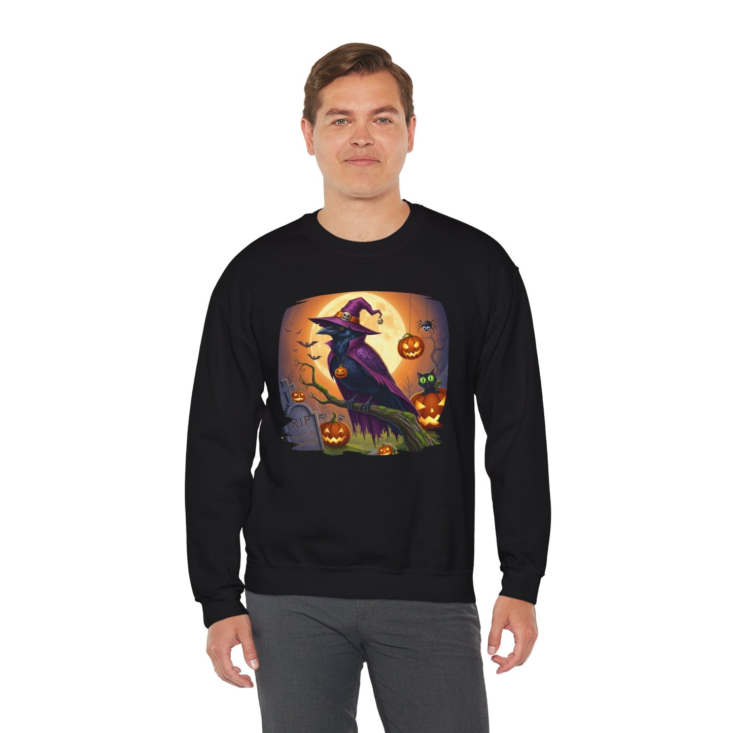 Raven Crow Halloween Bird Sweatshirt - Spooky Halloween Costume for Bird Lovers