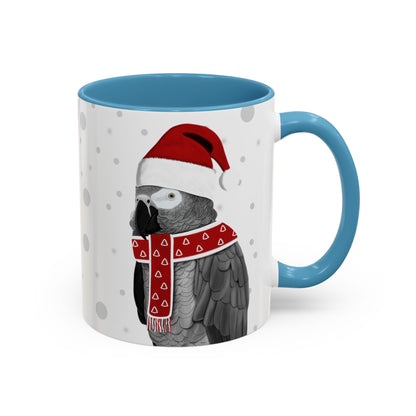 Grey Parrot Christmas Bird Coffee Mug