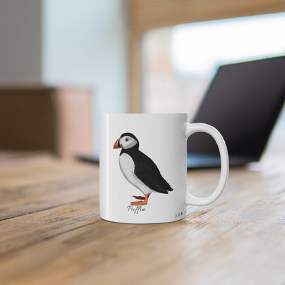 Puffin Bird Ceramic Mug Birdwatcher White