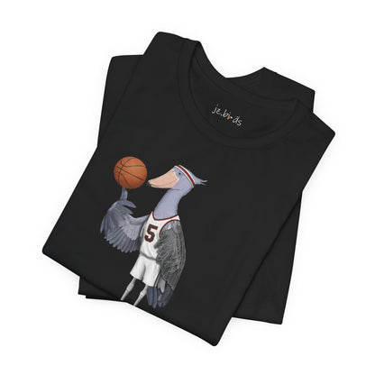 ハシビロコウの面白いバスケットボール鳥Tシャツ - ユニークなバスケットボールファンへのギフト - 選手とファンのための柔らかいユニセックスTシャツ