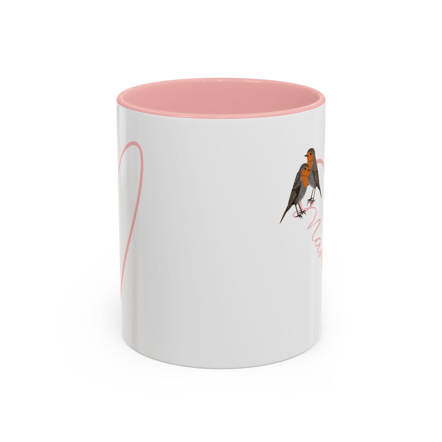 Rotkehlchen mit Herz Muttertag Mama Vogel Tasse Weiß Rosa