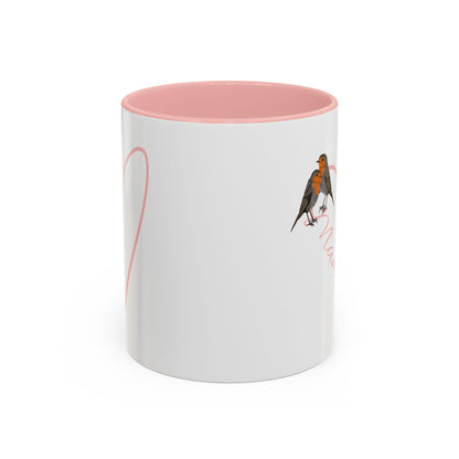 Rotkehlchen mit Herz Muttertag Mama Vogel Tasse Weiß Rosa