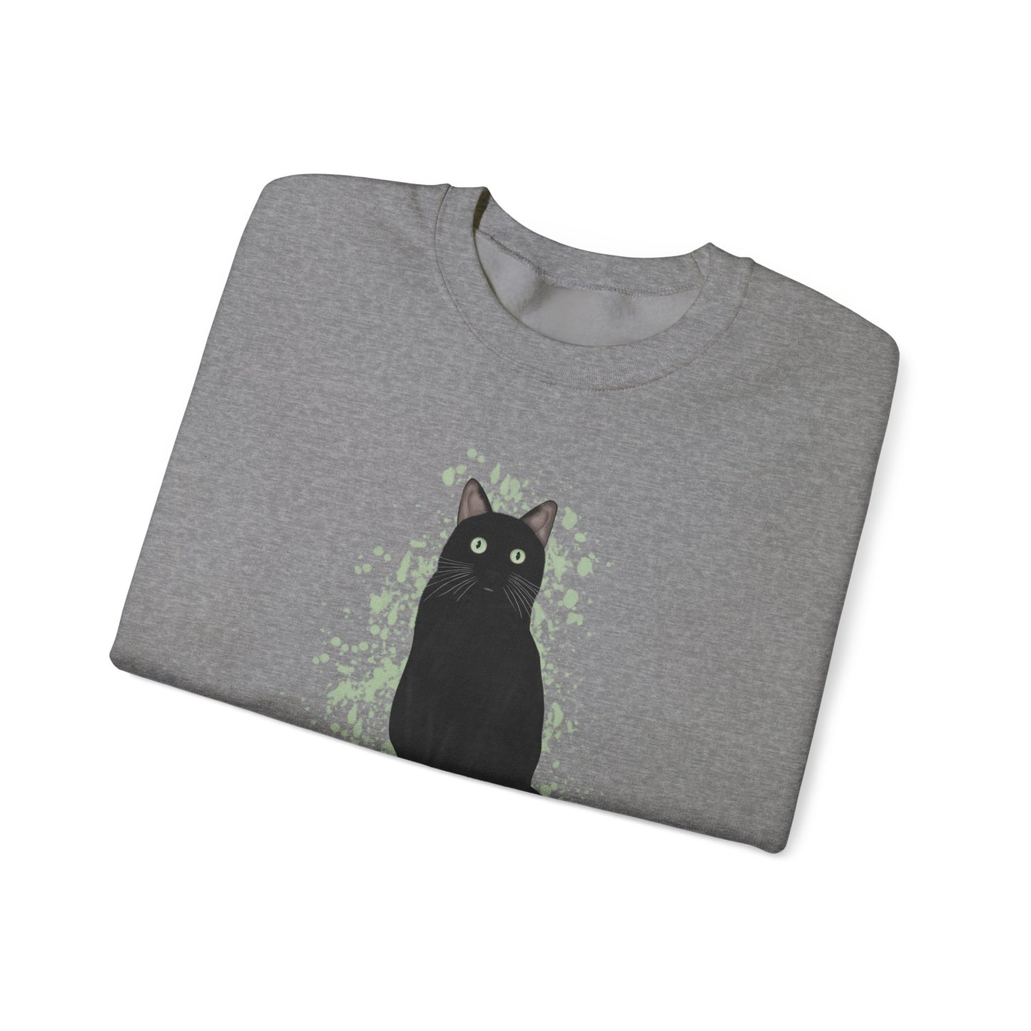 Black Cat with Green Dots Cat Lover Sweatshirt