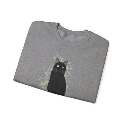 Black Cat with Green Dots Cat Lover Sweatshirt