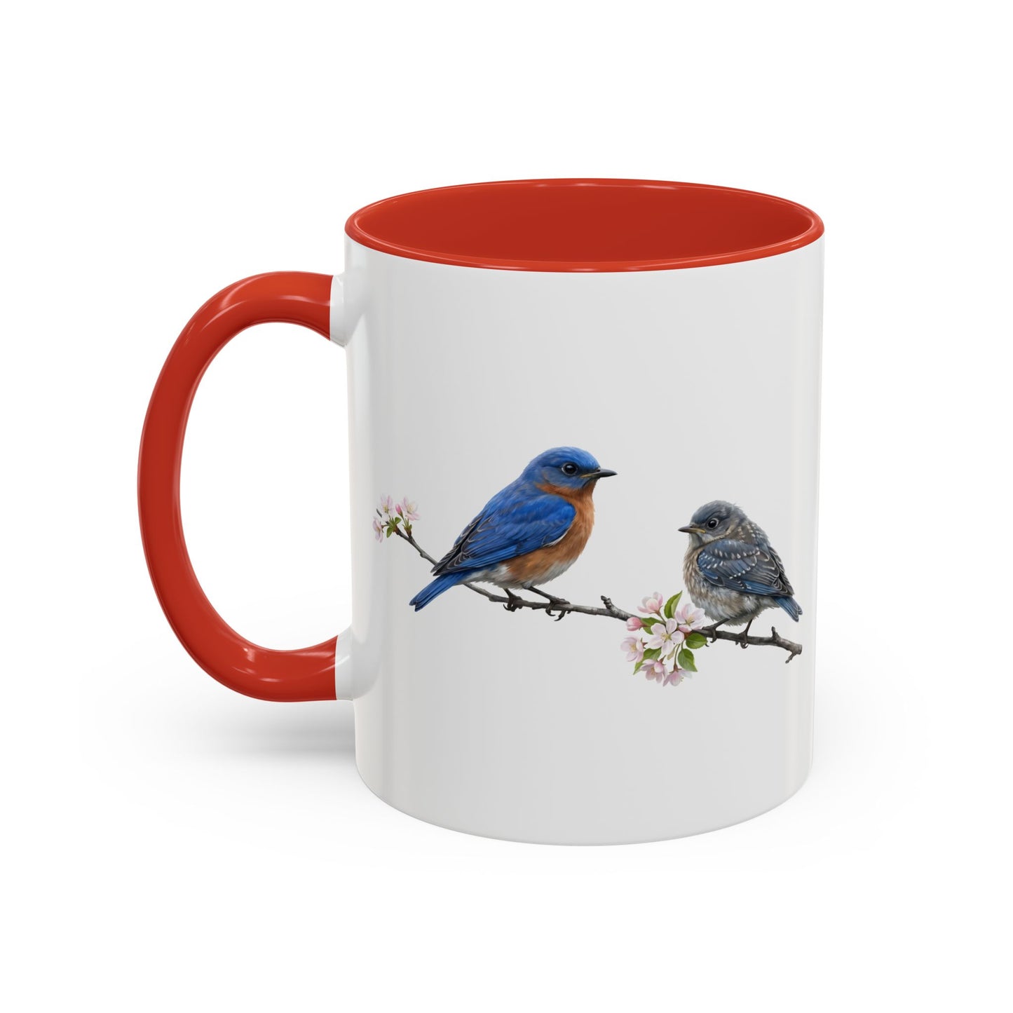 Eastern Bluebird & Fledgling Two-Tone Mug | Spring Bird Lover Gift