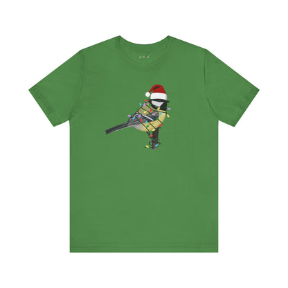 Chickadee with Fairy Lights Christmas Bird T-Shirt