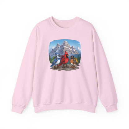 Birds Hiking Sweatshirt Funny Cardinal Robin Blue Jay on a Hike Bird Watchers & Bird Lovers
