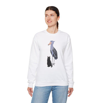 Black Cat with Shoebill Bird Cat Lover Sweatshirt