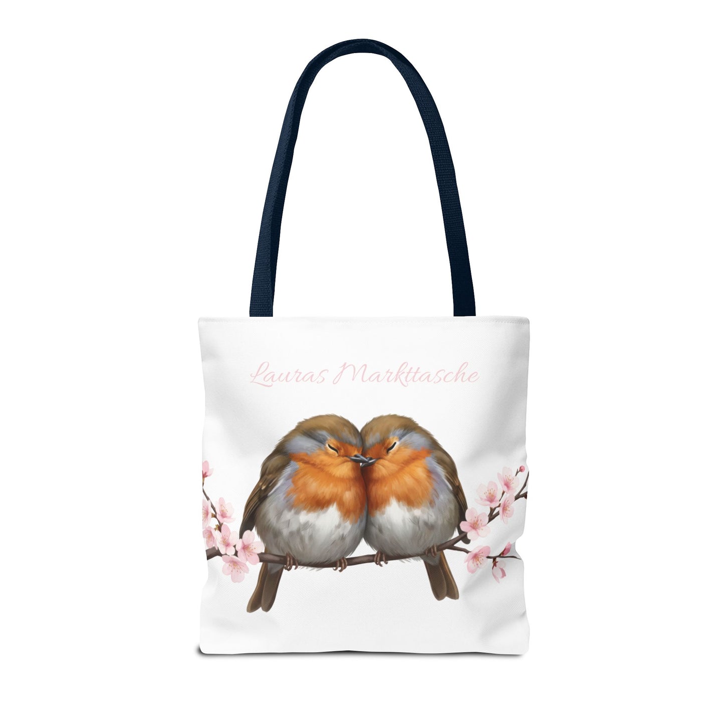 Personalisierte Premium Tragetasche – Rotkehlchen mit Wunschnamen