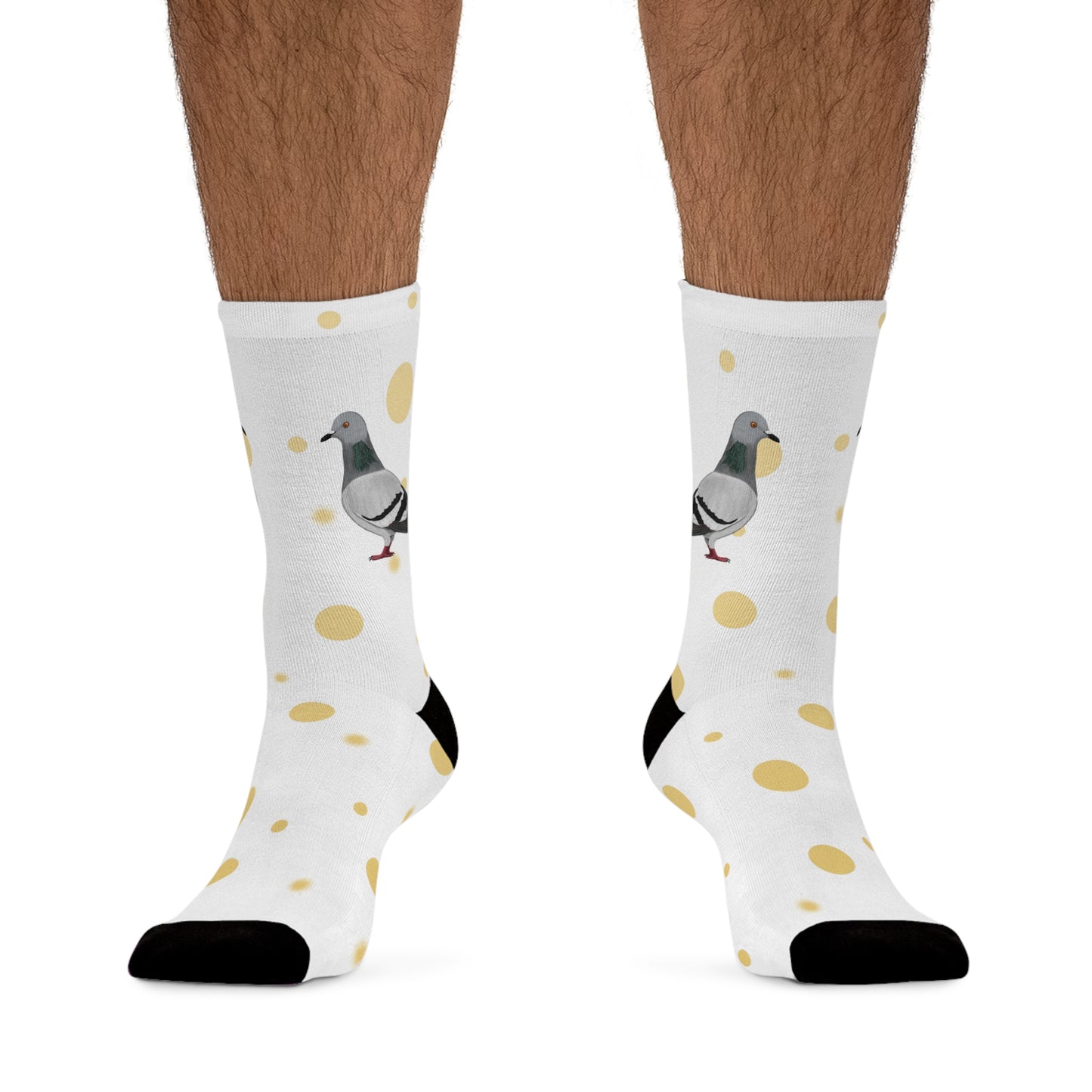 Pigeon with Golden Dots Birding & Birdwatching Bird Socks White