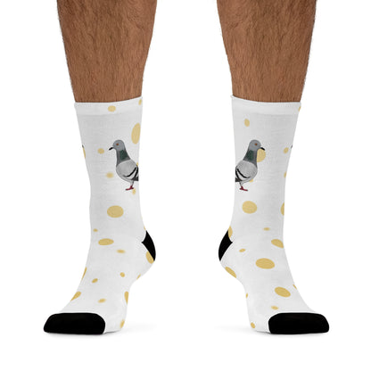 Pigeon with Golden Dots Birding & Birdwatching Bird Socks White