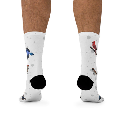 Cardinal Robin Bluebird Bird Socks White for Bird Lovers One Size