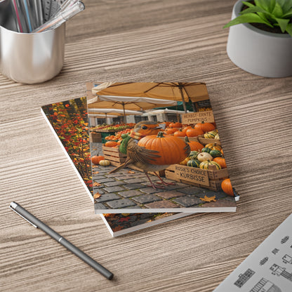 Premium Notizbuch A5 Rosi Rotkehlchen & der riesen Kürbis | Liniert | Lustiges Geschenk für Vogelfreunde