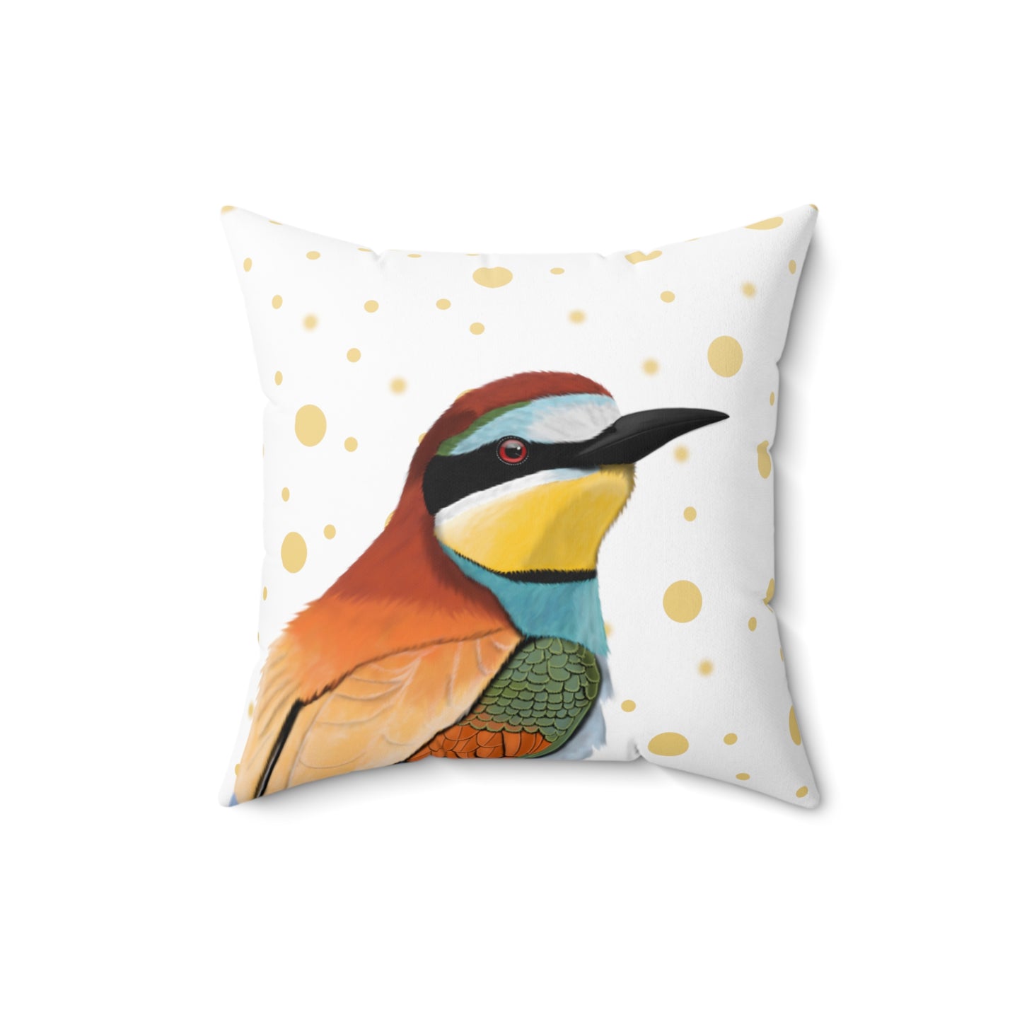 Bee-Eater Golden Dots Birdlover Bird Throw Pillow 16"x16" White