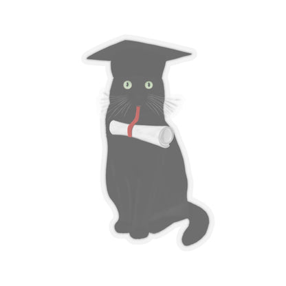 Black Cat Graduate Bachelor Master Doctor Cat Lover Sticker