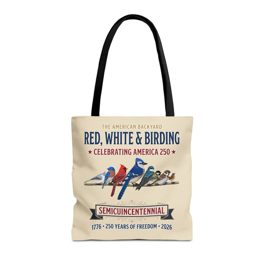 Red, White & Birding Vintage Tote Bag | America 250 Semiquincentennial Bags – Accessories, All Over Print
