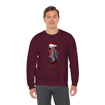 Grey Parrot with Fairy Lights Santa Claus Christmas Bird Sweatshirt