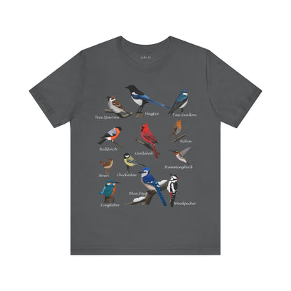 Garden Birds Blue Jay Cardinal Robin Chickadee Birding & Birdwatching Bird T-Shirt