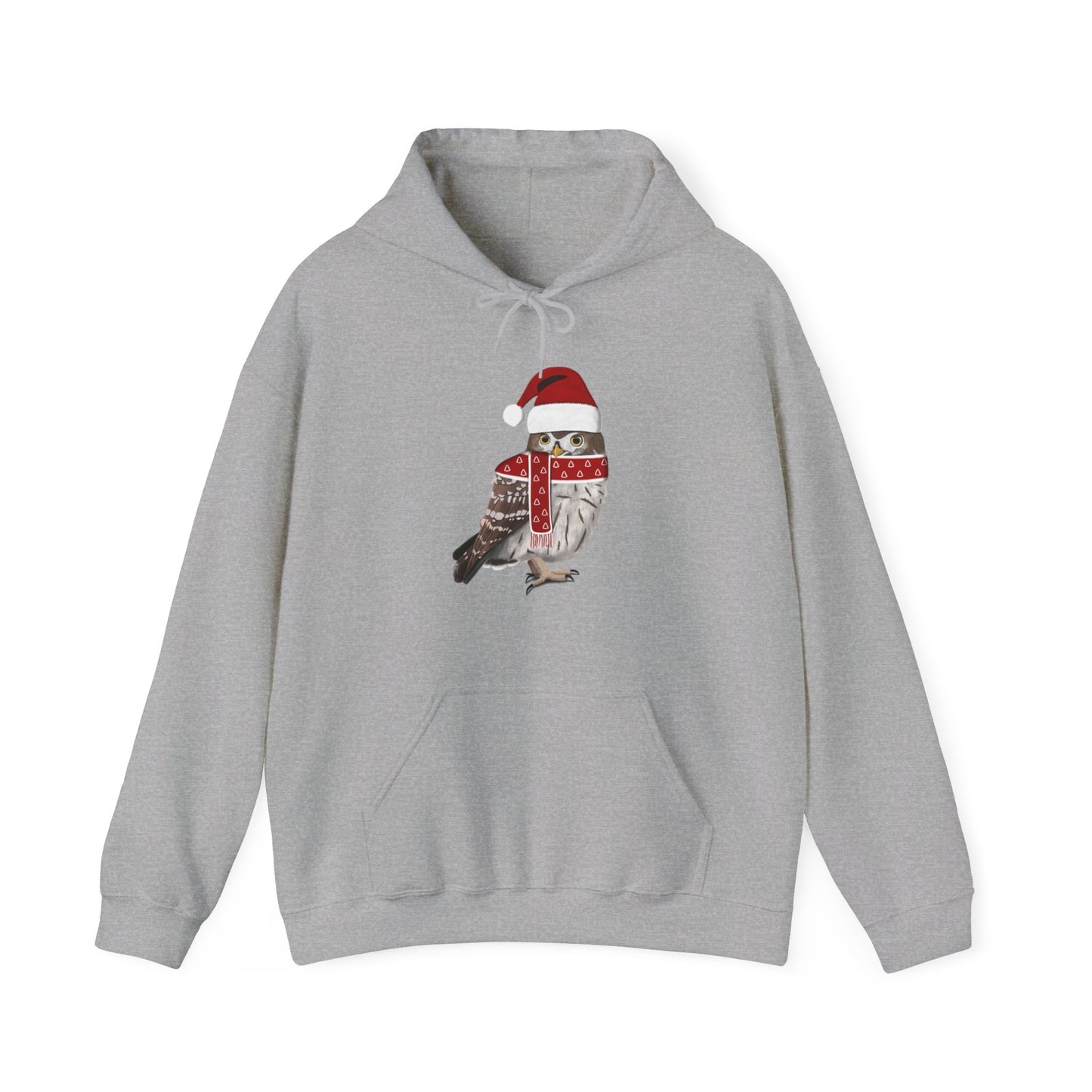 Owl Christmas Bird with Santa Hat Birdwatcher Birdlover Hoodie