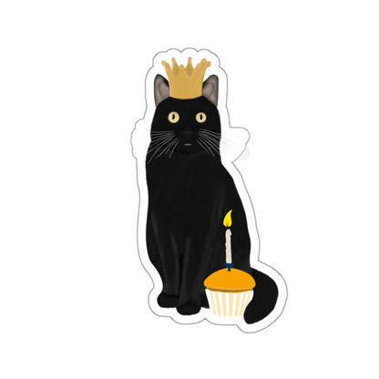 Black Cat with Crown and Muffin Cat Lover Sticker