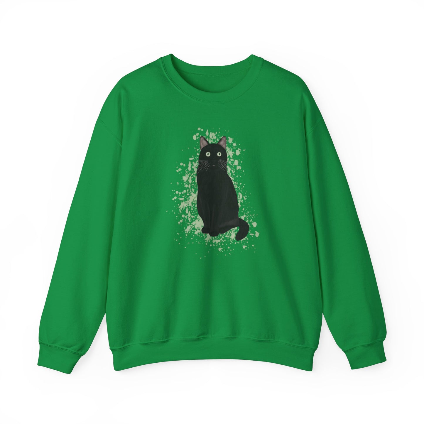 Black Cat with Green Dots Cat Lover Sweatshirt