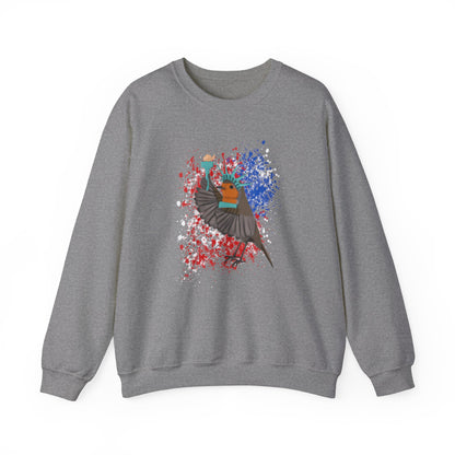 Robin 4th of July Independence Day Statue of Liberty Bird Watcher Biologist Crewneck Sweatshirt