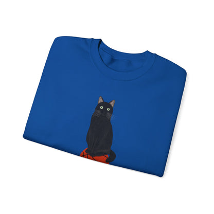 Black Cat with Basketball Cat Lover Sweatshirt