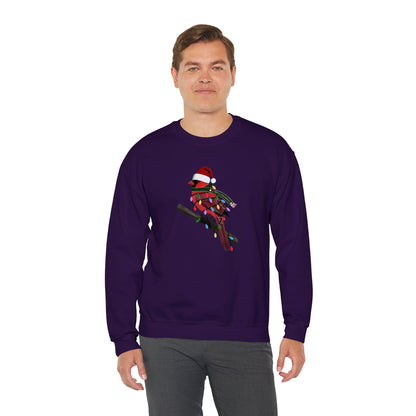 Cardinal with Fairy Lights Santa Claus Christmas Bird Sweatshirt