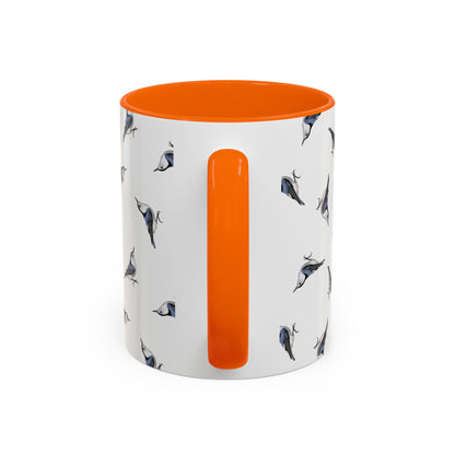 Nuthatch All-Over Pattern Accent Mug | Colorful Bird Lover Gift for Birdwatchers