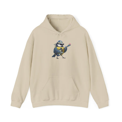 Blaumeise mit Bass-Gitarre Hoodie – Lustiger Kapuzenpullover für Bassisten & Vogelfreunde