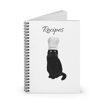 Black Cat Kitchen Chef Recipes Cat Lover Spiral Notebook Ruled Line 6" x 8"