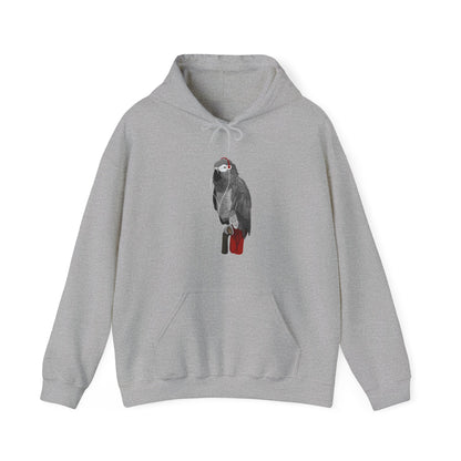 Grey Parrot with Music Headphones Bird Birdwatching Birdlover Hoodie