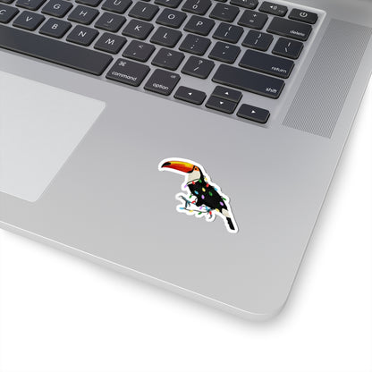 Toucan with Fairy Lights and Santa Claus Hat Christmas Bird Sticker