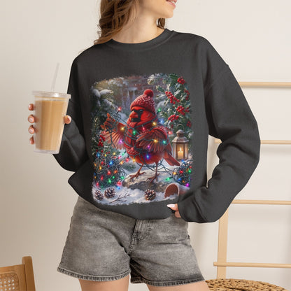 Northern Cardinal Christmas Sweatshirt – Tangled Lights Winter Crewneck