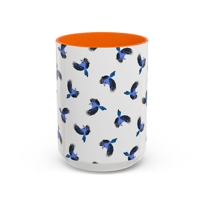 Blue Jay All-Over Pattern Accent Mug | Colorful Bird Lover Gift for Birdwatchers