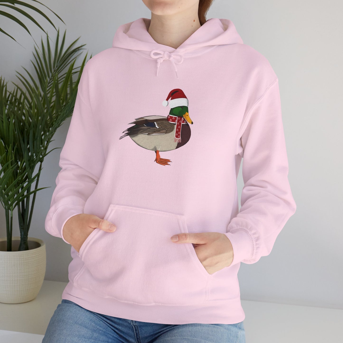 Mallard Christmas Bird with Santa Hat Birdwatcher Birdlover Hoodie