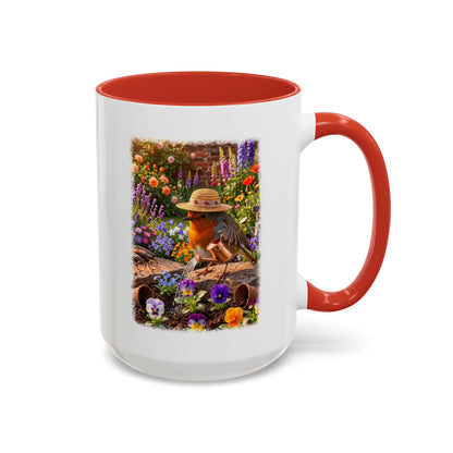 Robin Rosi Watering Flowers Mug for Bird Lovers