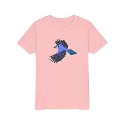 Blue Jay Flying Birding & Birdwatching Bird Youth T-Shirt