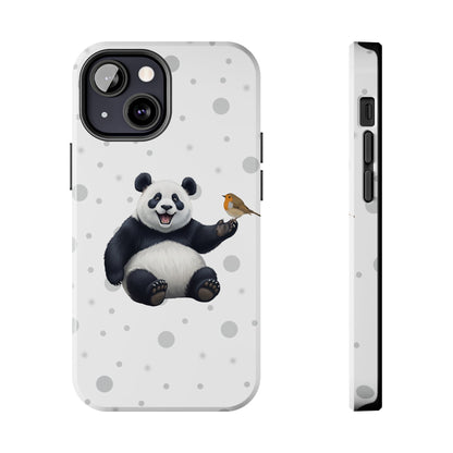 Cute Panda Bear with European Robin Animal iPhone Case - Dual-Layer PC/TPU Protective Cover for iPhone