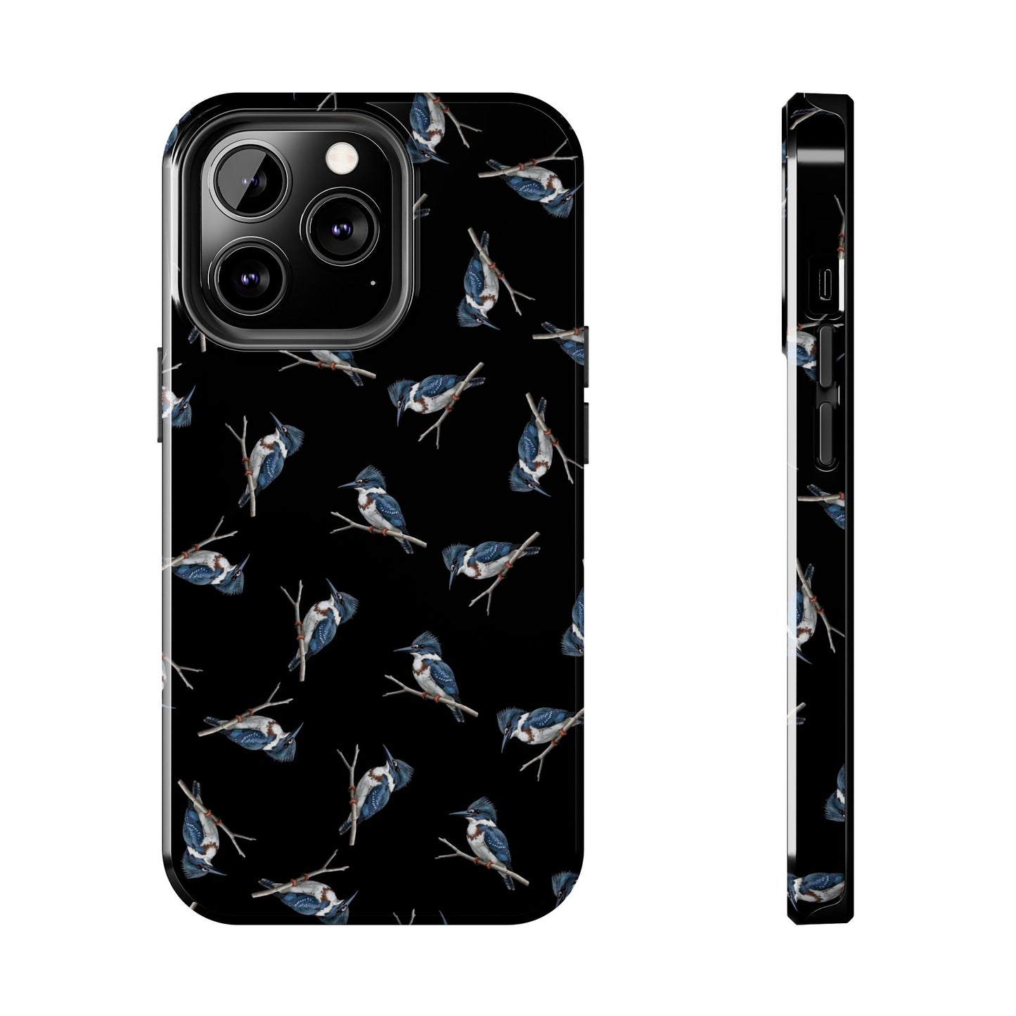 Belted Kingfisher iPhone Case Black – Premium Tough Phone Cover for Bird Lovers