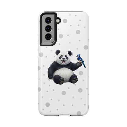 Cute Panda Bear with a Blue Jay Animal iPhone Case - Dual-Layer PC/TPU Protective Cover for iPhone
